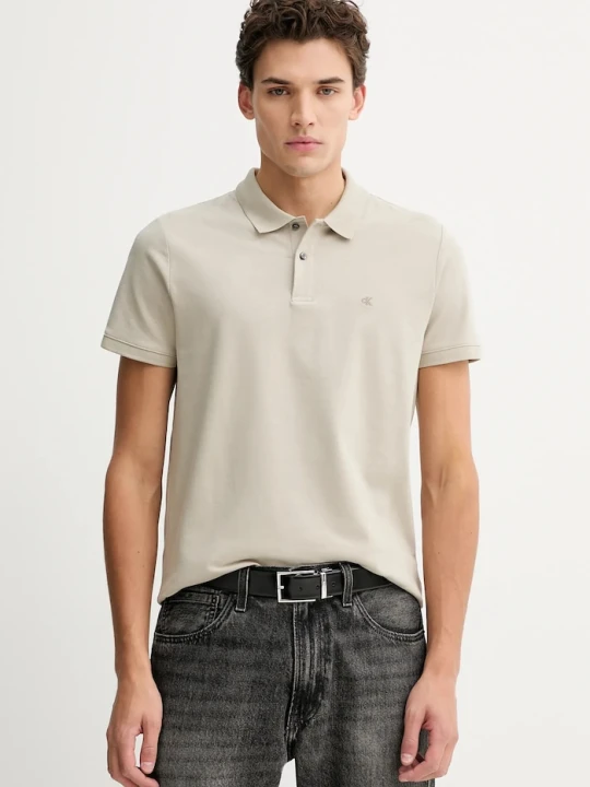 Zdjęcie produktu Calvin Klein polo męskie z bawełną beżowy