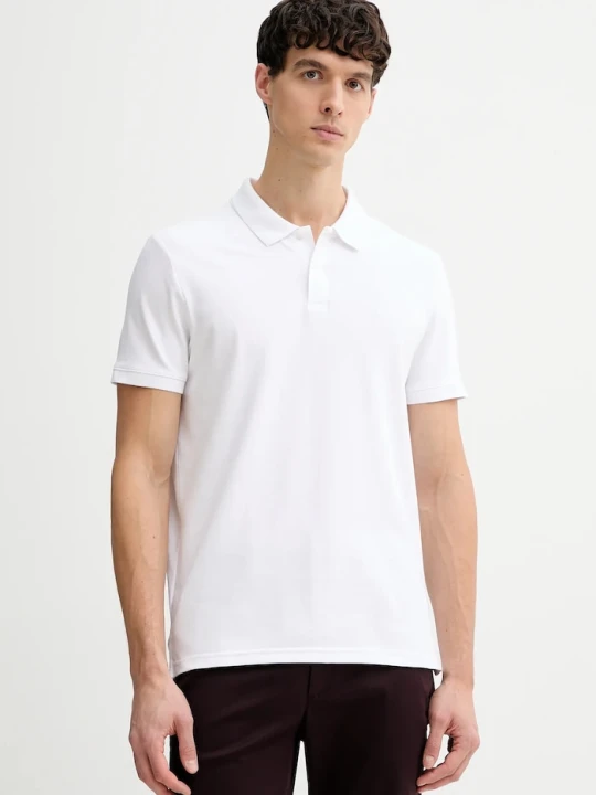 Zdjęcie produktu Calvin Klein polo męskie z bawełną biały