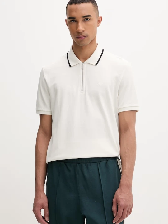 Zdjęcie produktu Calvin Klein polo męskie bawełniane beżowy