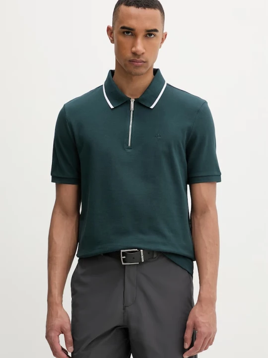 Zdjęcie produktu Calvin Klein polo męskie bawełniane turkusowy