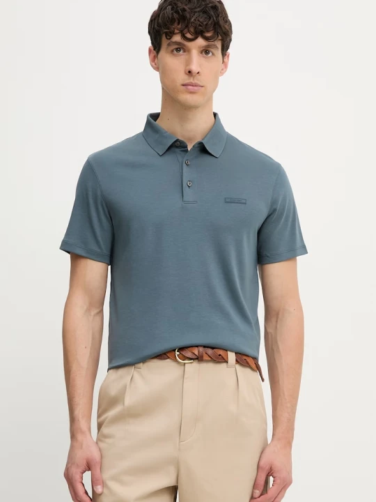 Zdjęcie produktu Calvin Klein polo męskie bawełniane turkusowy