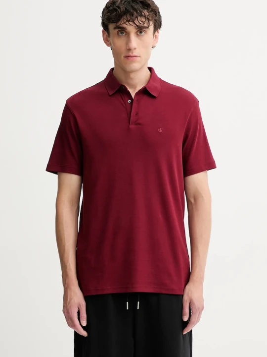 Zdjęcie produktu Calvin Klein polo męskie bawełniane bordowy