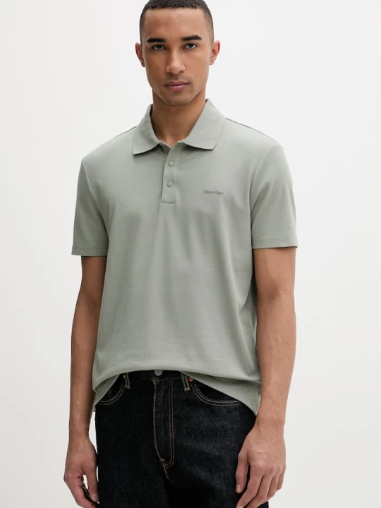 Zdjęcie produktu Calvin Klein polo męskie z bawełną zielony