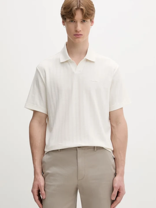 Zdjęcie produktu Calvin Klein polo męskie z bawełną beżowy