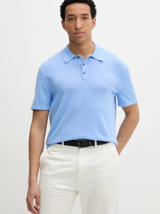 Zdjęcie produktu Calvin Klein polo swetrowe męskie bawełniane niebieski