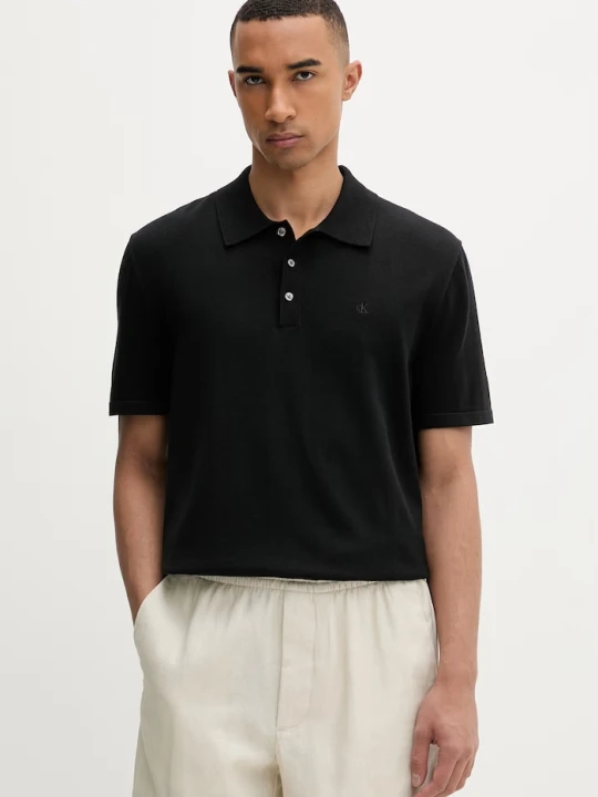 Zdjęcie produktu Calvin Klein polo swetrowe męskie bawełniane czarny