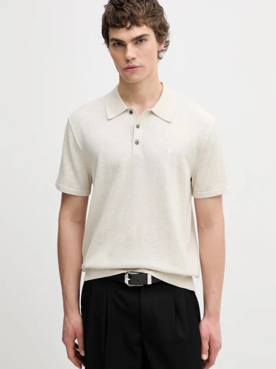 Zdjęcie produktu Calvin Klein polo swetrowe męskie bawełniane beżowy
