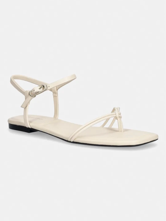 Zdjęcie produktu Calvin Klein sandały damskie SQUARE FLAT SANDAL STRAP LTH beżowy