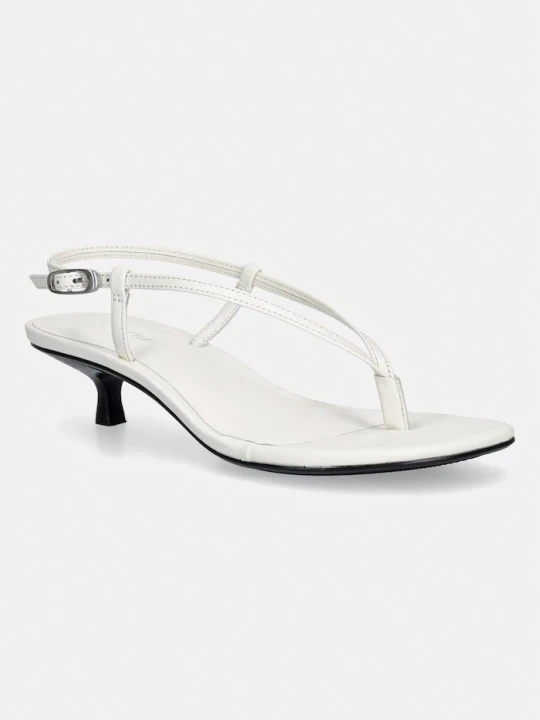 Zdjęcie produktu Calvin Klein sandały skórzane KITT HEEL SNDL STRAPPY SLING LTH beżowy