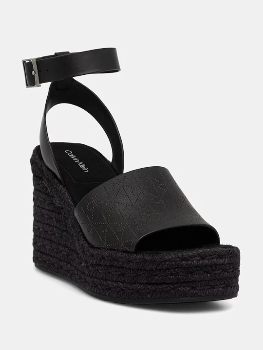 Zdjęcie produktu Calvin Klein sandały WEDGE ESPAD 70 AOP LTH czarny