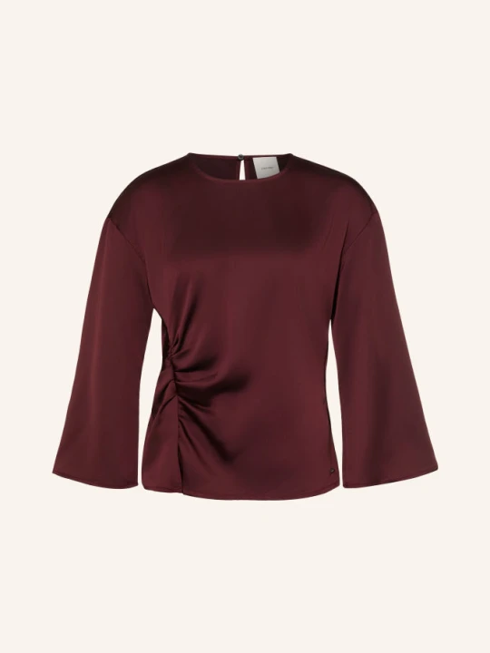 Zdjęcie produktu Calvin Klein Satynowa Bluzka Koszulowa Z Rękawami 3 / 4 rot CIEMNOCZERWONY