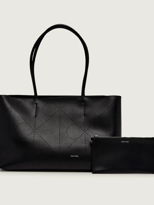 Zdjęcie produktu Calvin Klein Skórzana shopperka + saszetka czarny