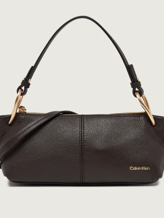 Zdjęcie produktu Calvin Klein Skórzana torebka na ramię brązowy