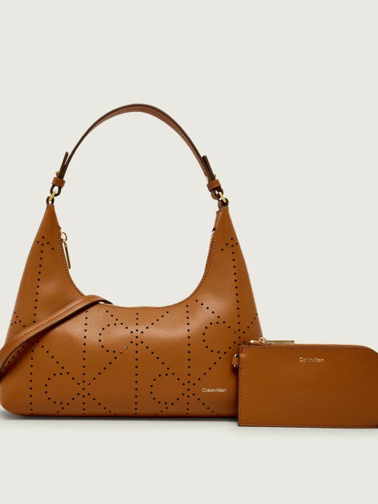Zdjęcie produktu Calvin Klein Skórzane hobo + saszetka camel