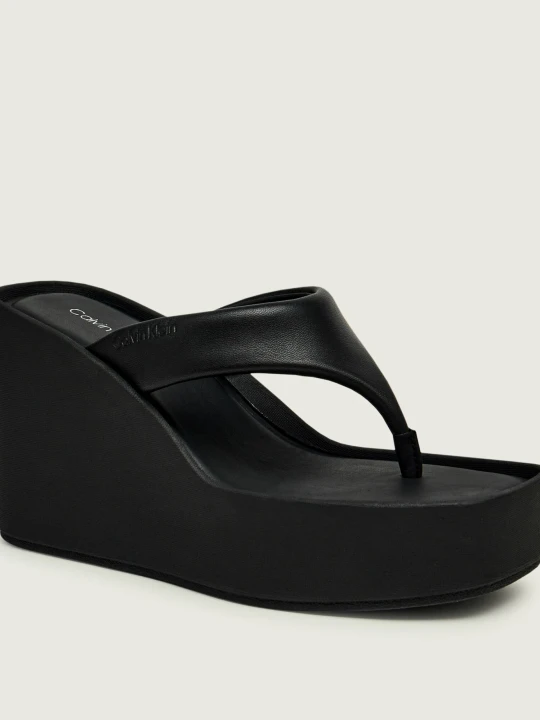 Zdjęcie produktu Calvin Klein Skórzane japonki WEDGE 70 czarny