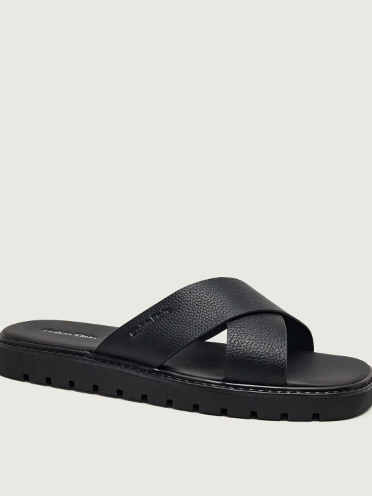 Zdjęcie produktu Calvin Klein Skórzane klapki czarny