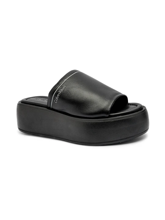 Zdjęcie produktu Calvin Klein Skórzane klapki FLATFORM SLIDE LTH czarny