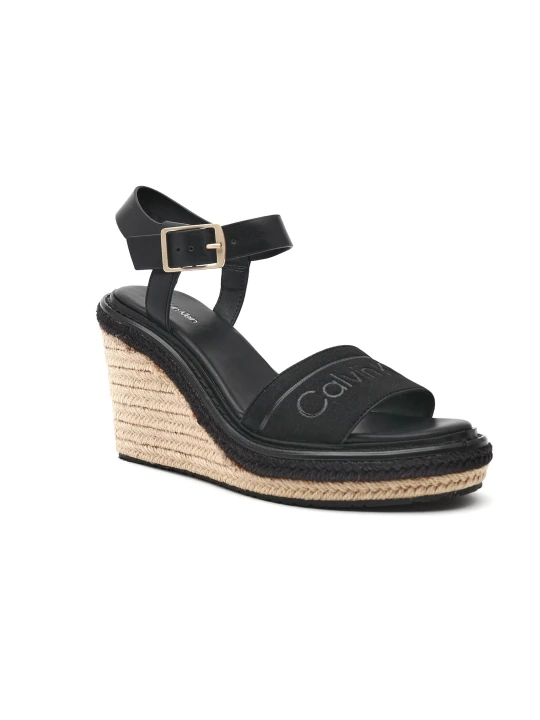 Zdjęcie produktu Calvin Klein Skórzane koturny WEDGE 70HH - HE czarny