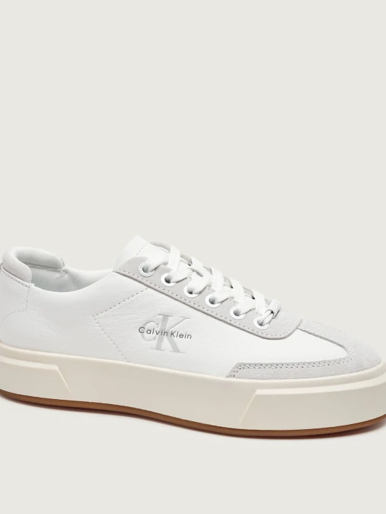 Zdjęcie produktu Calvin Klein Skórzane sneakersy Premier | zamsz biały