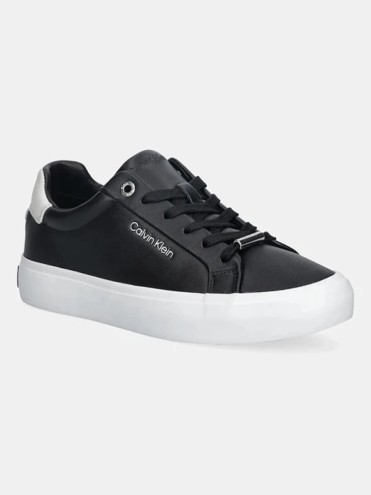 Zdjęcie produktu Calvin Klein sneakersy skórzane VULC LACE UP LTH/MOIRE BT czarny