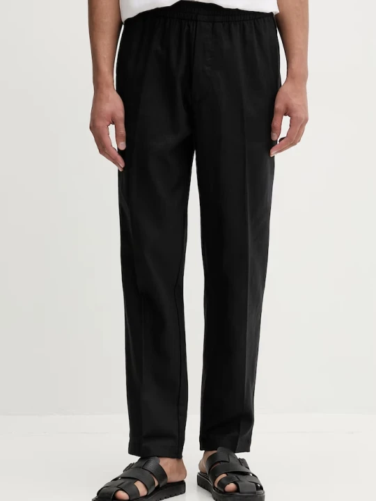 Zdjęcie produktu Calvin Klein spodnie straight męskie z lnem czarny