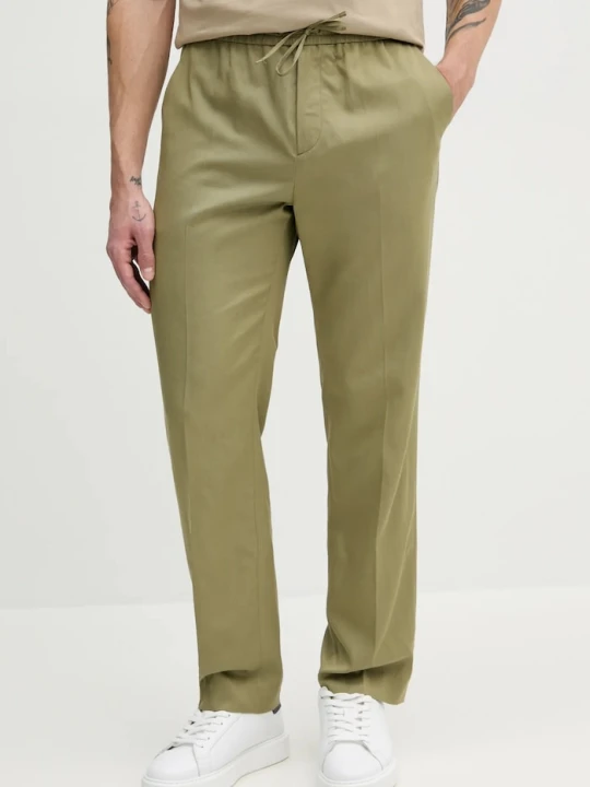 Zdjęcie produktu Calvin Klein spodnie z domieszką lnu zielony