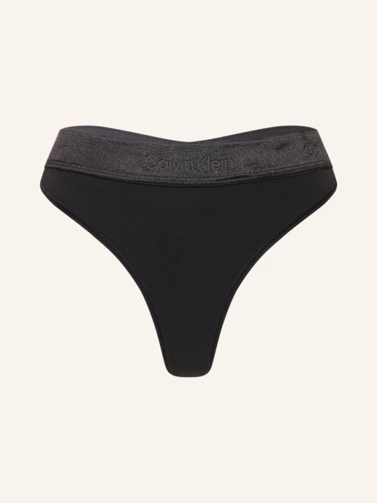 Zdjęcie produktu Calvin Klein Stringi Icon Cotton Modal Metallic schwarz CZARNY