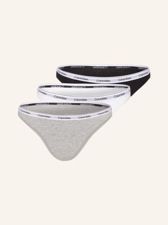 Zdjęcie produktu Calvin Klein Stringi Modern Logo, 3 Szt. schwarz czarny