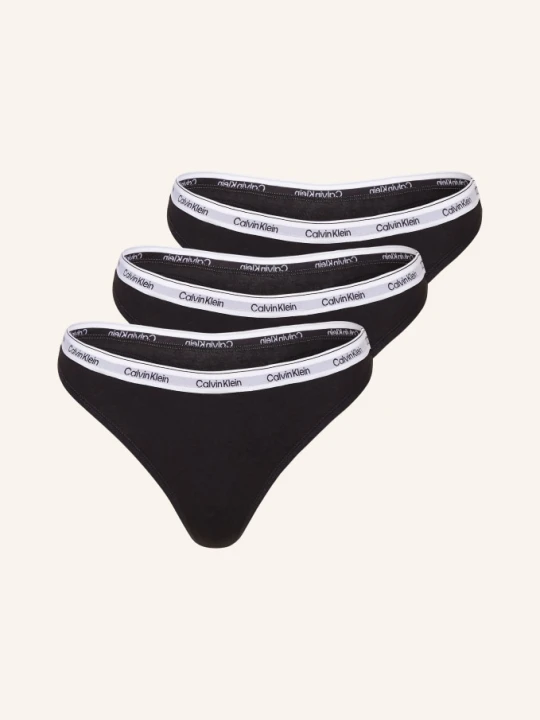 Zdjęcie produktu Calvin Klein Stringi Modern Logo, 3 Szt. schwarz CZARNY