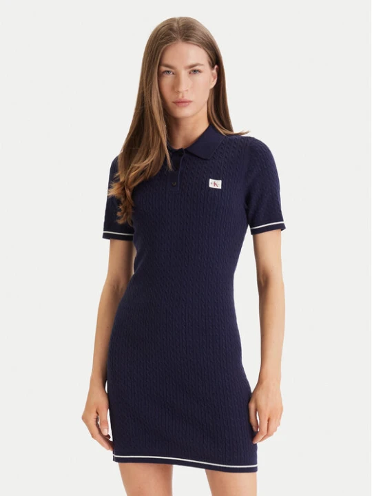 Zdjęcie produktu Calvin Klein Sukienka codzienna Microcable LV047F323G Granatowy Slim Fit