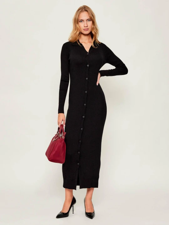 Zdjęcie produktu Calvin Klein Sukienka TENCEL RIB | z dodatkiem wełny czarny