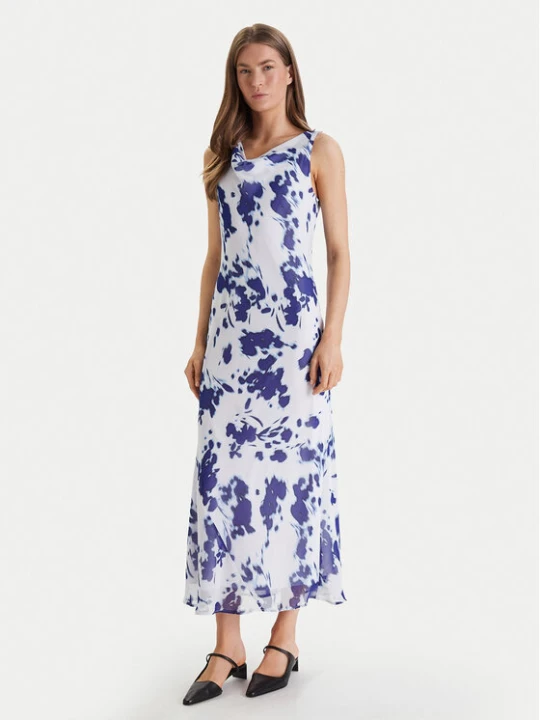 Zdjęcie produktu Calvin Klein Sukienka wieczorowa Printed Chiffon Sl Cowl LV044F029G Biały Regular Fit