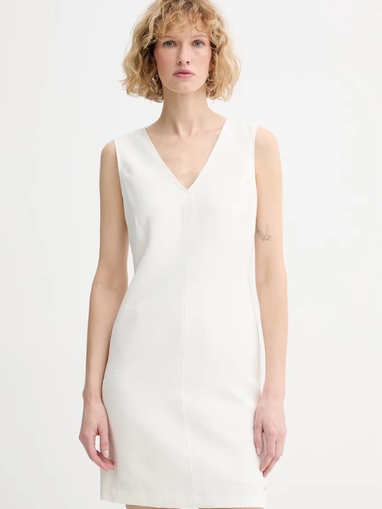 Zdjęcie produktu Calvin Klein sukienka z wiskozą beżowy