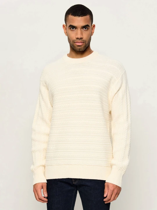 Zdjęcie produktu Calvin Klein Sweter | Loose fit | z dodatkiem wełny kremowy
