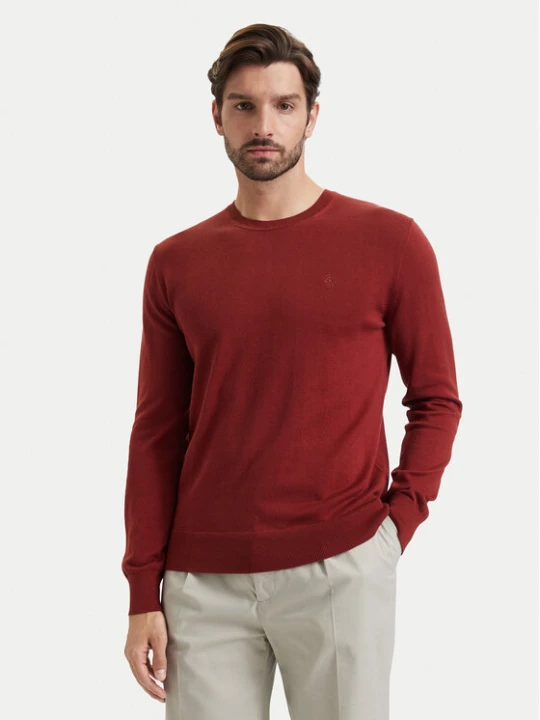Zdjęcie produktu Calvin Klein Sweter LV040BM343 Czerwony ciemny Regular Fit