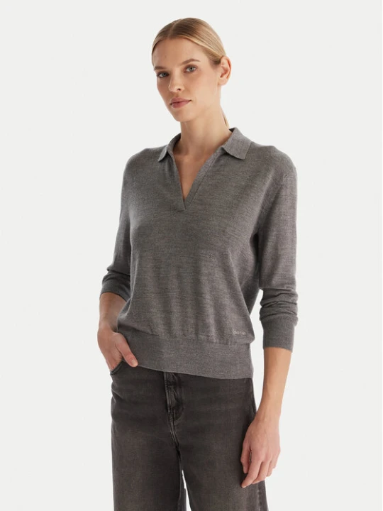 Zdjęcie produktu Calvin Klein Sweter LV044A305G Szary Regular Fit
