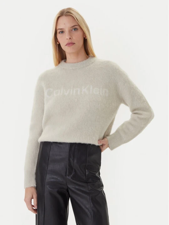 Zdjęcie produktu Calvin Klein Sweter LV044D359G Beżowy Relaxed Fit