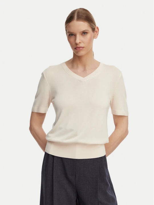 Zdjęcie produktu Calvin Klein Sweter LV044F323G Kremowy Regular Fit