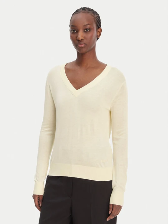 Zdjęcie produktu Calvin Klein Sweter LV044F324G Écru Regular Fit Kremowy