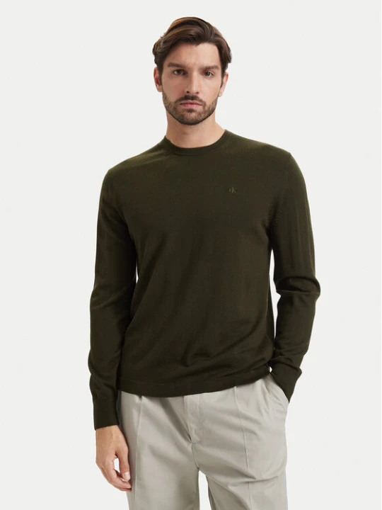 Zdjęcie produktu Calvin Klein Sweter LV04LB305G Khaki Regular Fit