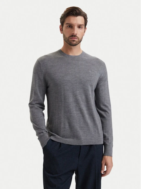 Zdjęcie produktu Calvin Klein Sweter LV04LB305G Szary Regular Fit