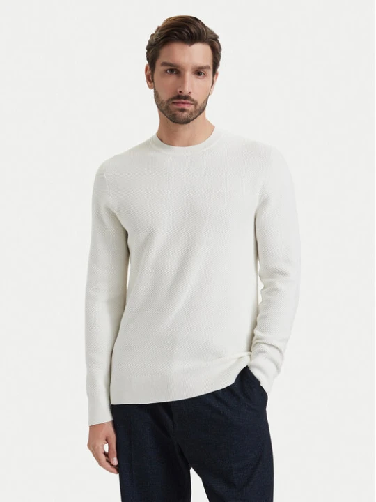 Zdjęcie produktu Calvin Klein Sweter LV04LF304G Kremowy Regular Fit