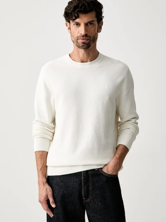 Zdjęcie produktu Calvin Klein sweter męski bawełniany beżowy