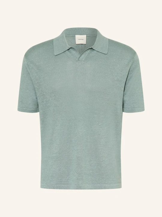 Zdjęcie produktu Calvin Klein Sweter Polo Z Lnu blau PETROL