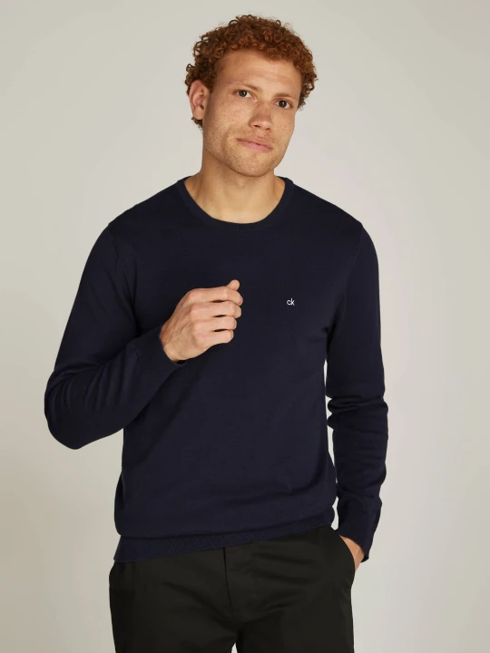 Zdjęcie produktu Calvin Klein Sweter | Regular Fit | z dodatkiem jedwabiu granatowy