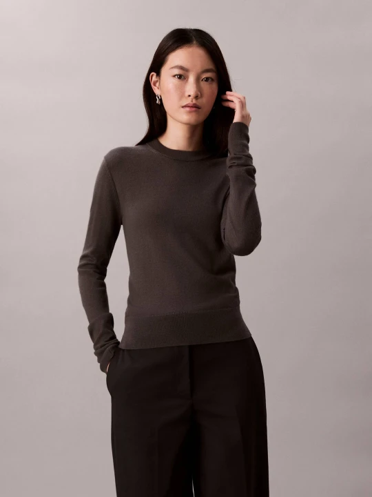 Zdjęcie produktu Calvin Klein Sweter | Regular Fit | z dodatkiem wełny grafitowy