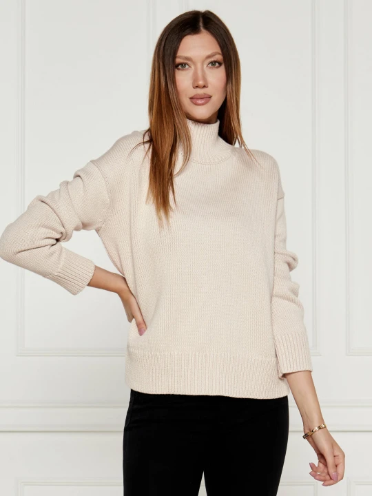 Zdjęcie produktu Calvin Klein Sweter | Regular Fit | z dodatkiem wełny beżowy