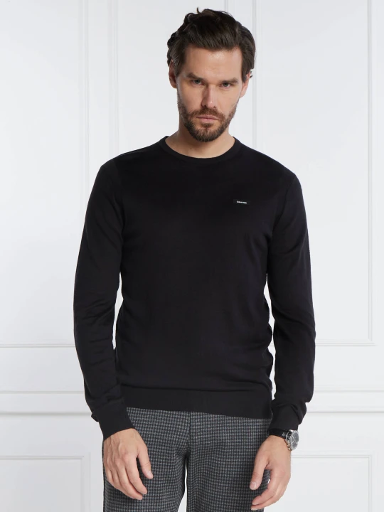 Zdjęcie produktu Calvin Klein Sweter SILK BLEND CN | Slim Fit | z dodatkiem jedwabiu czarny