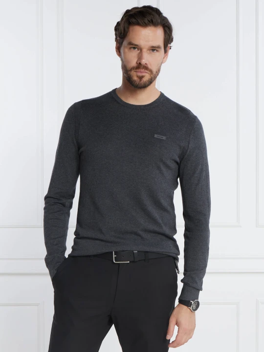 Zdjęcie produktu Calvin Klein Sweter SILK BLEND CN | Slim Fit | z dodatkiem jedwabiu grafitowy