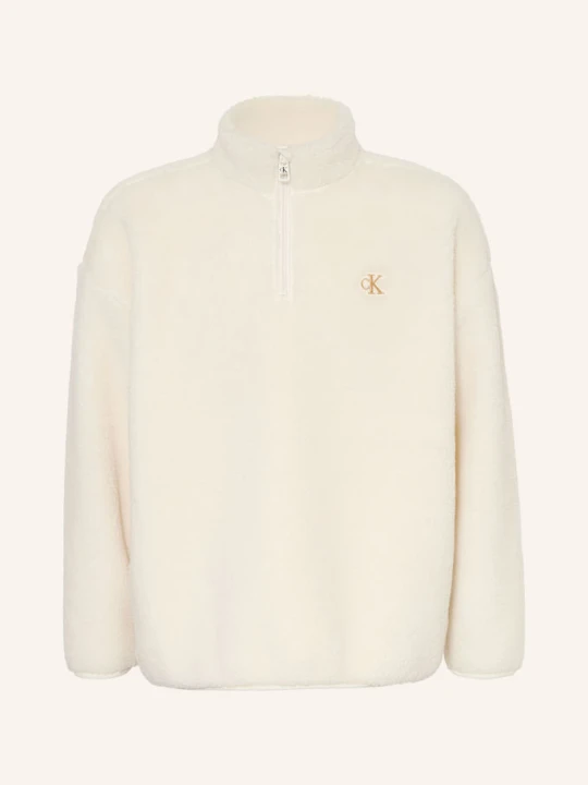Zdjęcie produktu Calvin Klein Sweter Typu Troyer Z Futerkiem Typu Teddy weiss KREMOWY